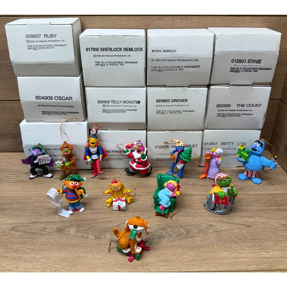 Vintage Sesame Street Character Figural Ornament Lot of 12 Grolier 1992 1993